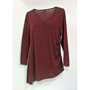 Egen Women's Black and Red 3/4 Sleeve Geometric Print Blouse/Top Size XL